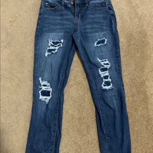Blue (Faux) Ripped Jeans